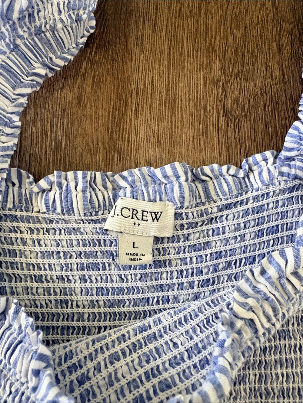 J.Crew Blue White Smocked Cotton Maxi Dress L Floral Cottagecore Beach Summer - Picture 4 of 9